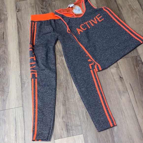 Active wear set in gray & orange one size NWT - Picture 4 of 9